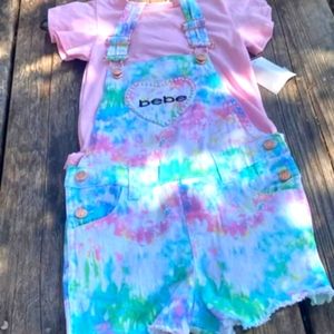 BEBE  colorful baby girl overalls